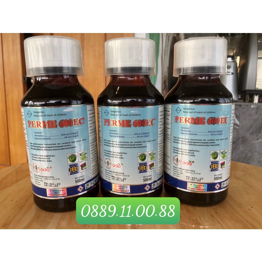 THUỐC MUỖI THẢO MỘC KHÔNG MÙI- PERME 600 EC - chai 500ml