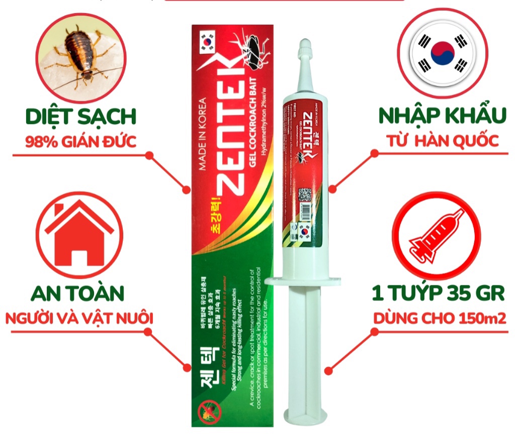 Bả diệt gián ĐỨC ZENTEK- KOREA- gel diệt gián Đức